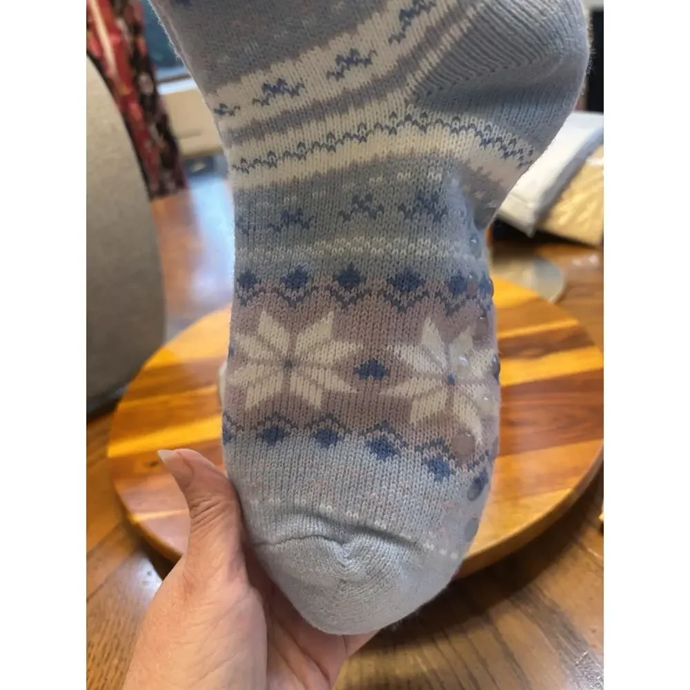 Compass Pastel Women’s Sherpa Lined Thermal Socks Non-Slip Fair Isle Snowflake